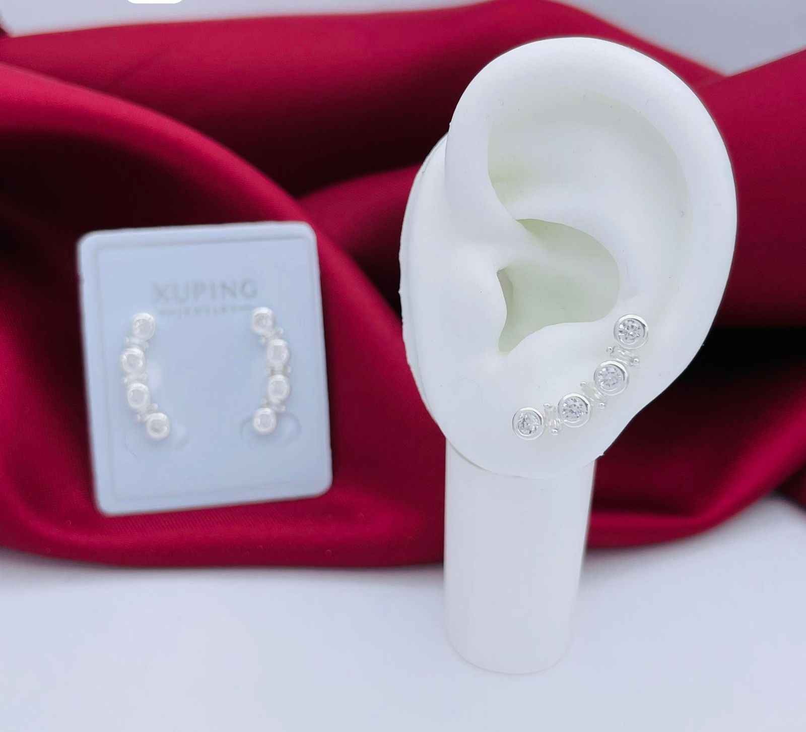 EARCUFF DOBLE CIRCULOS PIEDRA BLANC PLAT
